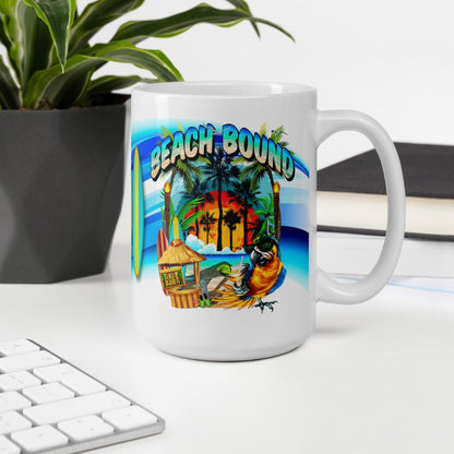  Beach Bound White Glossy Coffee Mug ArcZeal Designs