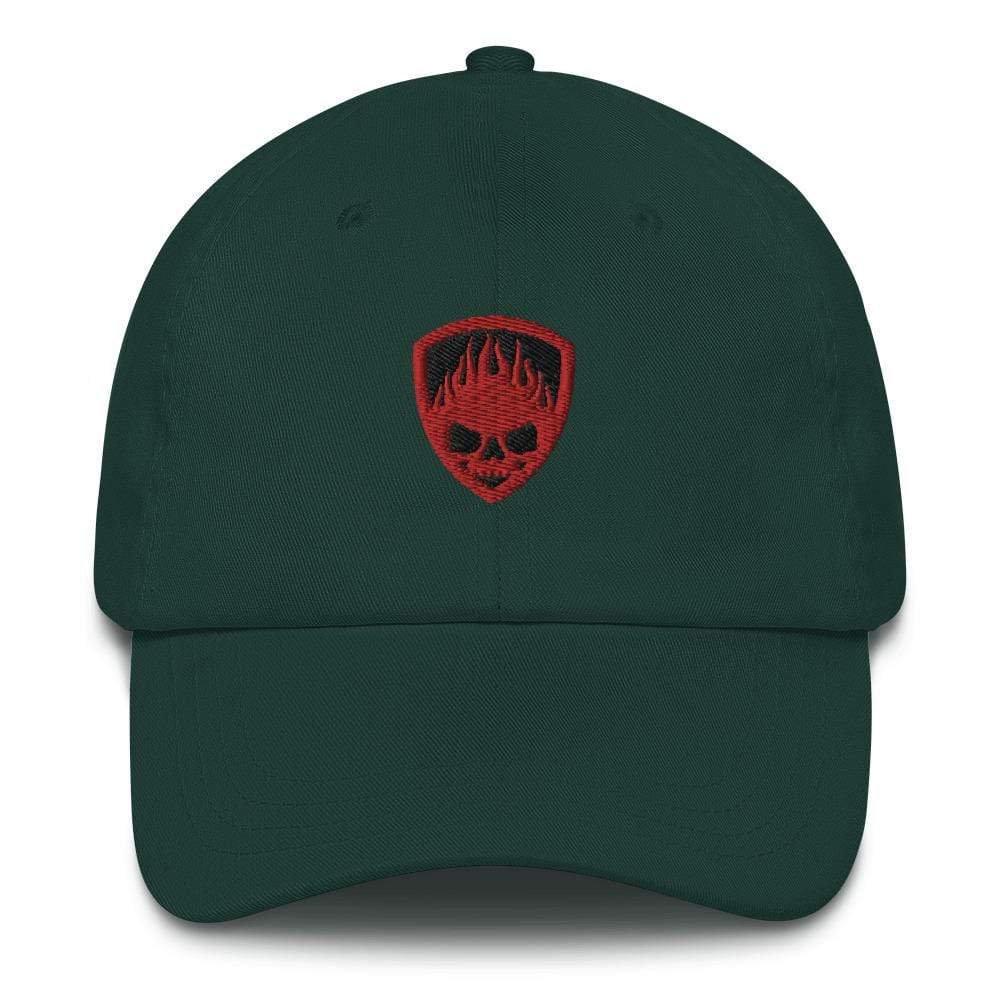  Fire Skull and Shield Embroidered Dad hat ArcZeal Designs
