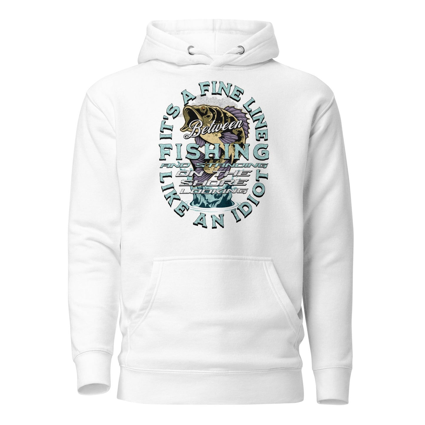 White / S Hoodie Bass Fishing Idiot Hooded Sweatshirt ArcZeal Designs