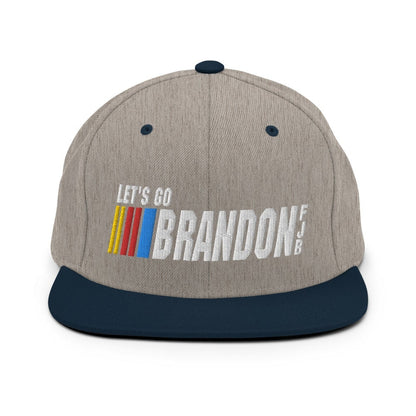 Heather Grey/ Navy Let's Go Brandon FJB Snapback Hat ArcZeal Designs
