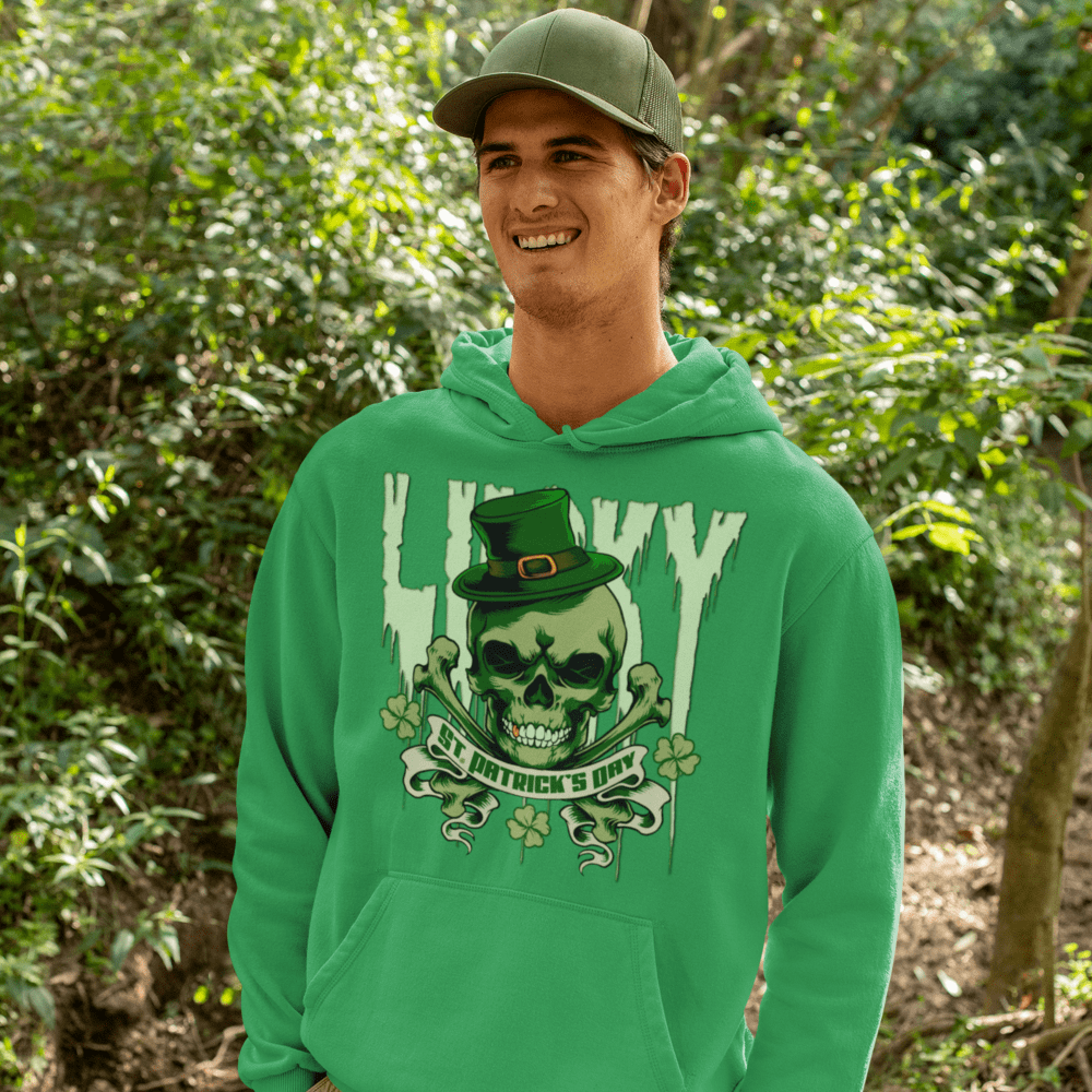  Lucky St. Patrick's Day Skull and Bones Hoodie ArcZeal Designs