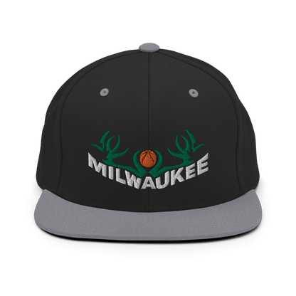 Black/ Silver Milwaukee Snapback Hat Basketball ArcZeal Designs