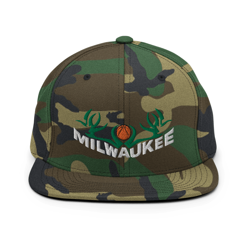 Green Camo Milwaukee Snapback Hat Basketball ArcZeal Designs