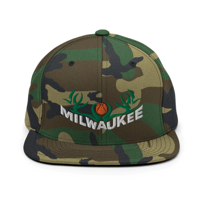 Green Camo Milwaukee Snapback Hat Basketball ArcZeal Designs