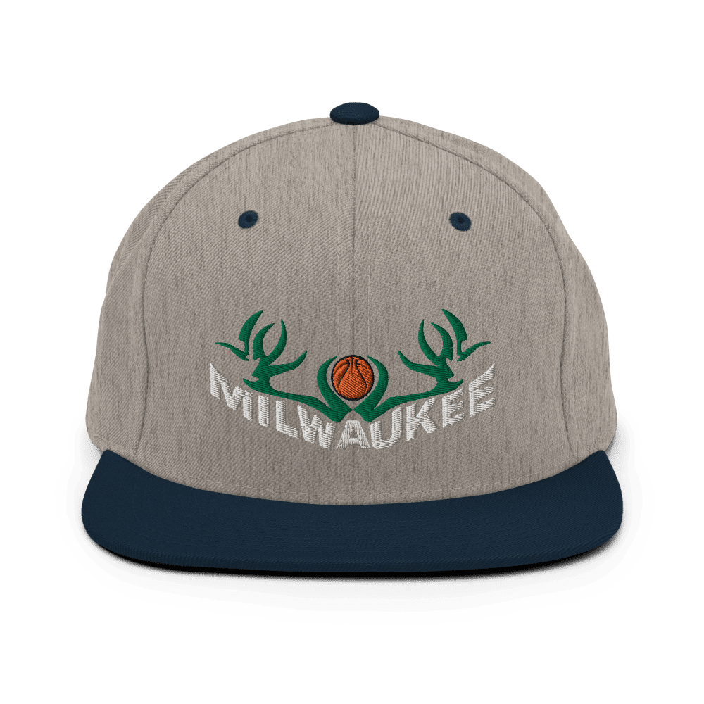 Heather Grey/ Navy Milwaukee Snapback Hat Basketball ArcZeal Designs