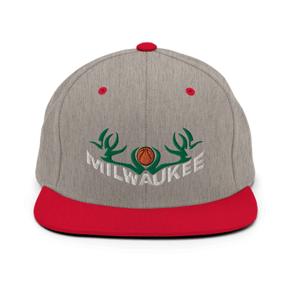 Heather Grey/ Red Milwaukee Snapback Hat Basketball ArcZeal Designs