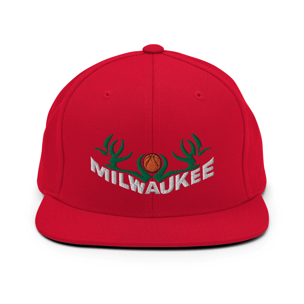 Red Milwaukee Snapback Hat Basketball ArcZeal Designs