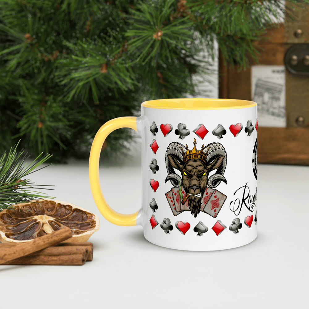 Yellow Royal Flush Poker Hand Diamonds Coffee Mug ArcZeal Designs